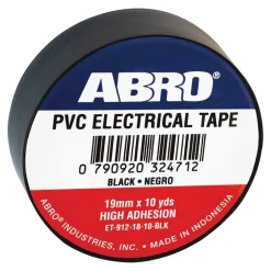 ABRO Electrical Tape 0.12mm x 18mm x 10 yds Black (ET-912-18-10-BLK)