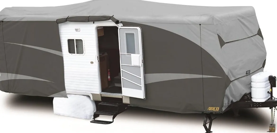 ADCO Designer SFS Aquashed Travel Trailer RV Cover 28' 7"-31' 6" Gray (ADO52245)