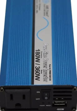 AIMS Power 180 Watt Pure Sine Inverter with USB Port (PWRI18012S)