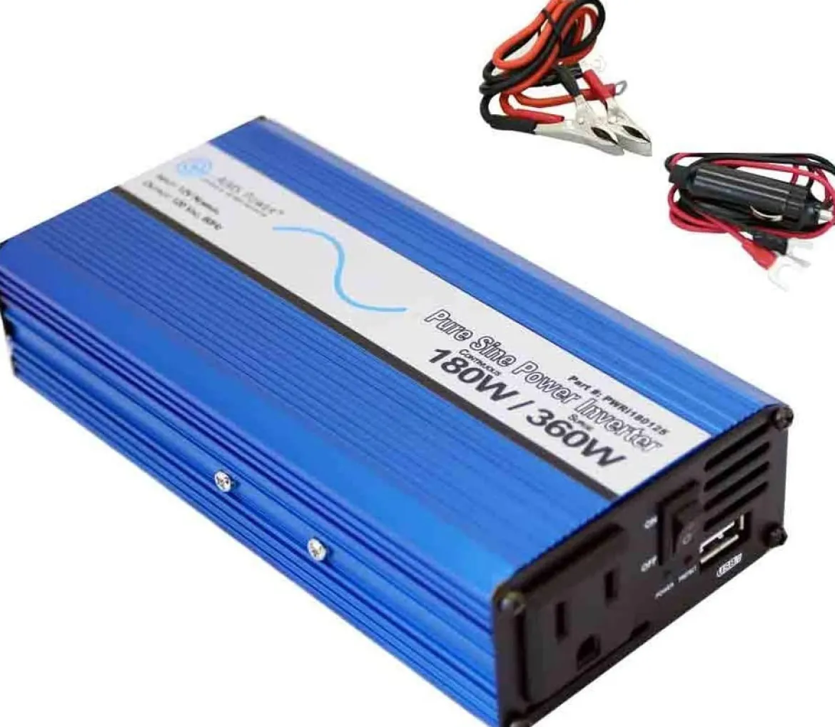 AIMS Power 180 Watt Pure Sine Inverter with USB Port (PWRI18012S)