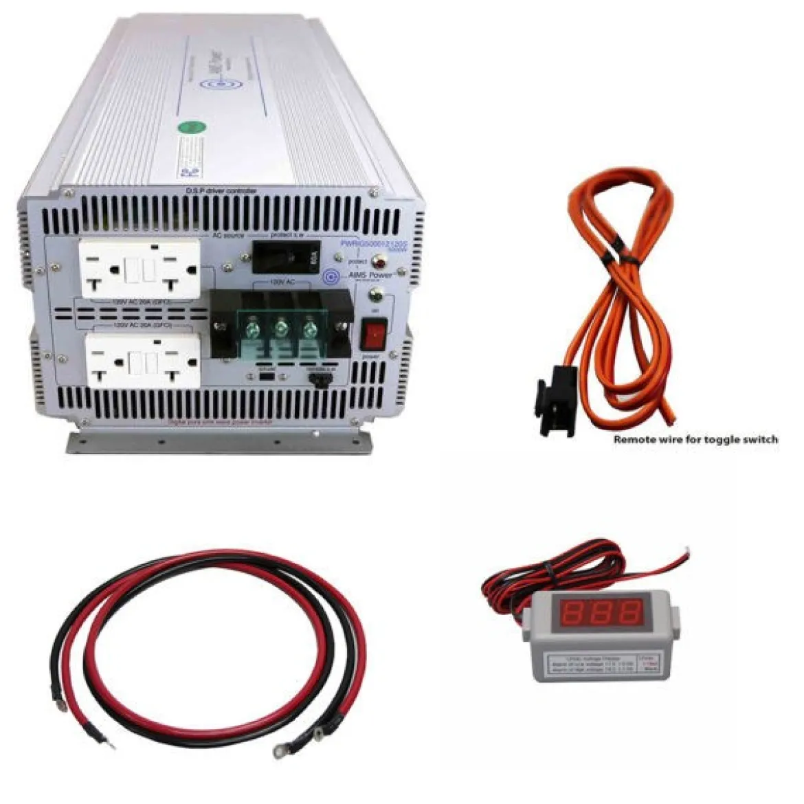 Aims Power 5000 Watt Pure Sine Power Inverter Kit (KITPWRIG500012)