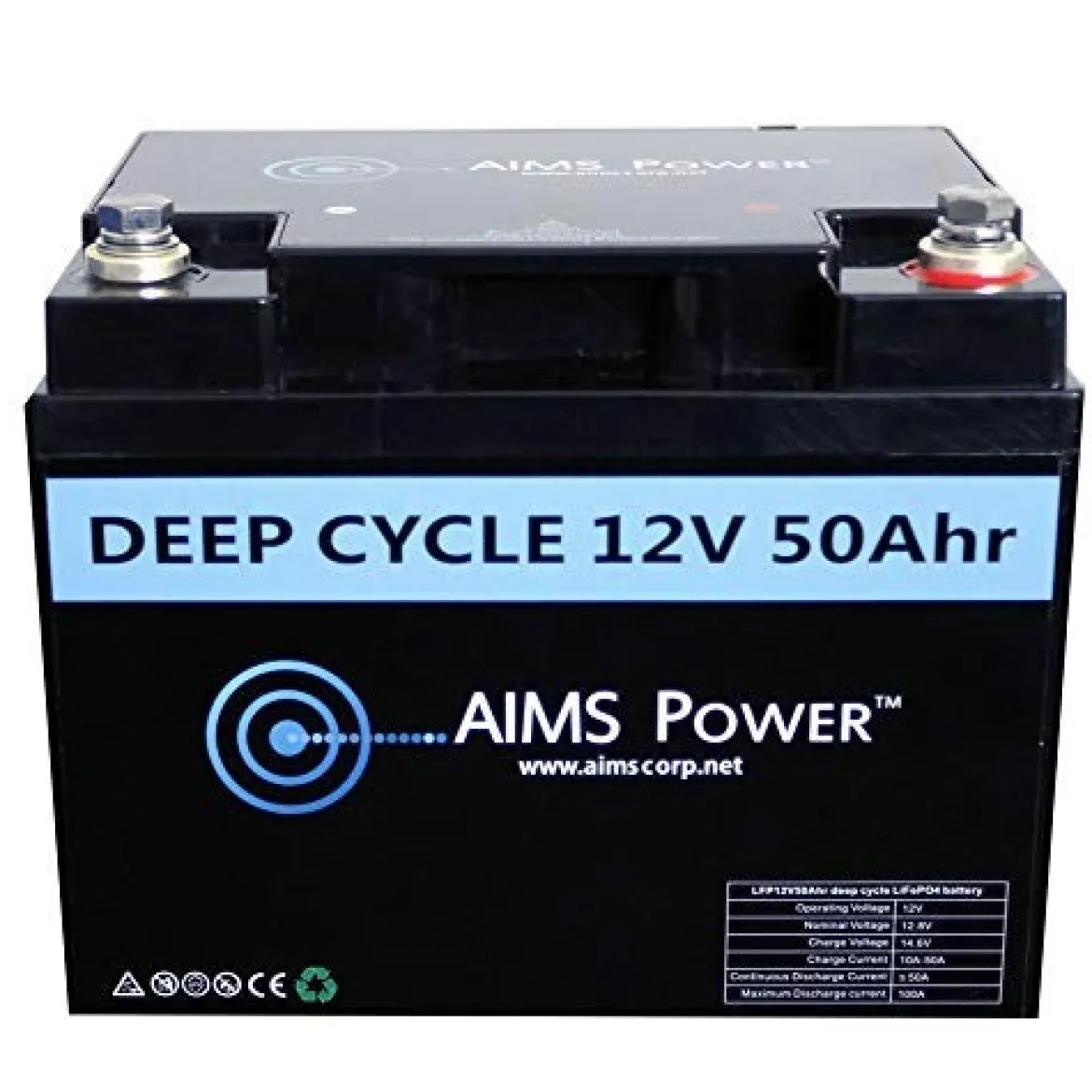 AIMS Power 50Ah 12V Lithium Battery (LFP12V50AB)