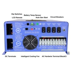 Aims Power Off Grid / Back Up 8000 Watt Pure Sine Inverter Charger Split Phase 120V/240V & 48V Battery (KITC-8K48240)