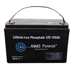 AIMS Power 12V 100Ah Lithium Battery with Bluetooth Monitoring (LFP12V100B)