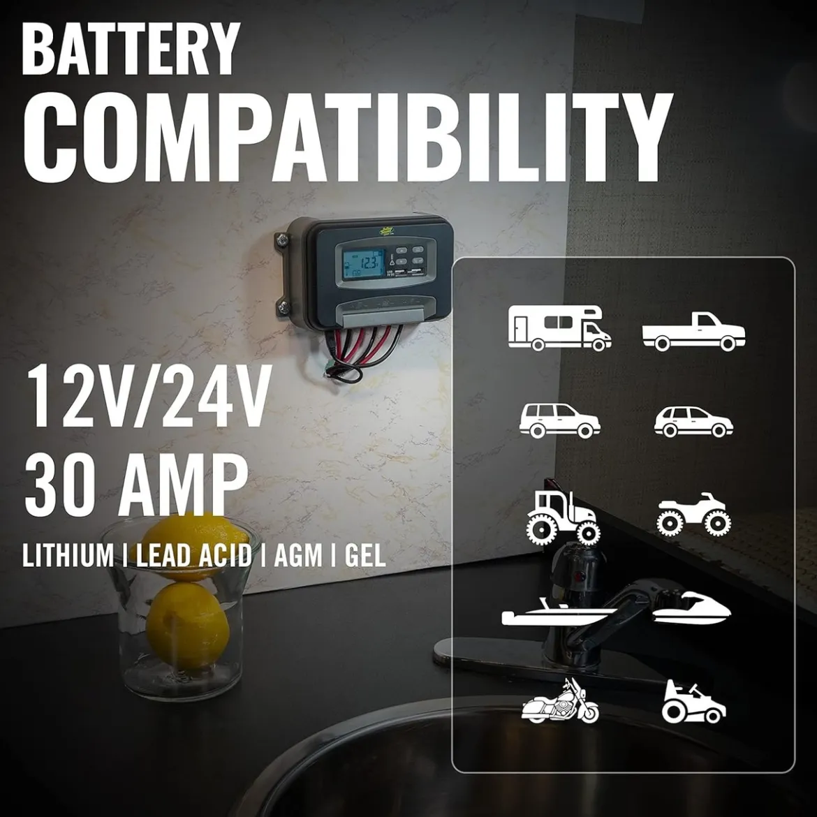 Battery Tender 30A PWM Solar Charge Controller (12V/24V) (021-1178)
