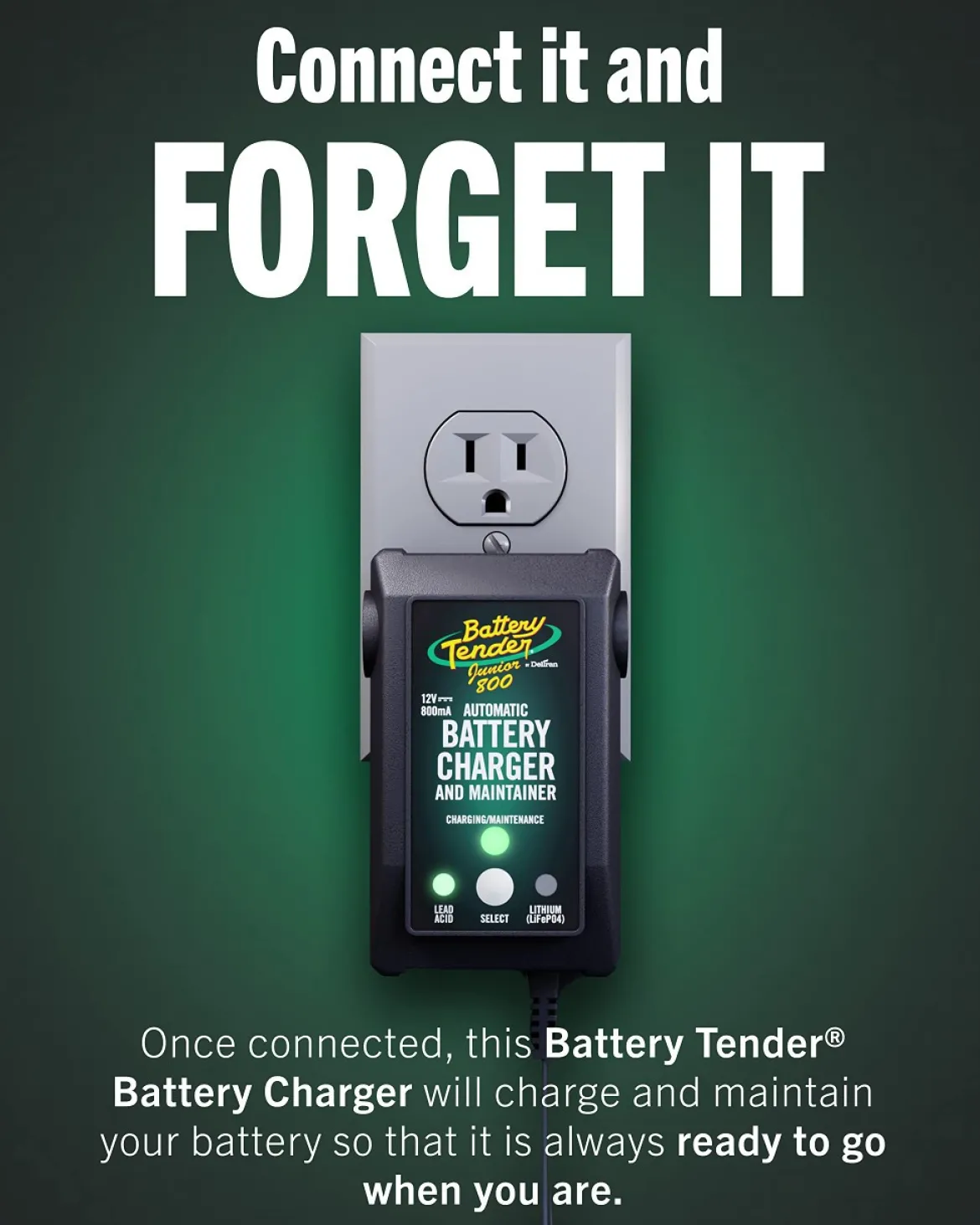 Battery Tender Junior 12V Charger and Maintainer (022-0199-DL-WH)