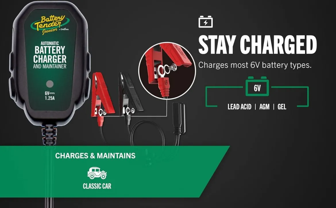 Battery Tender 6V 1.25A Junior Charger and Maintainer (022-0196)