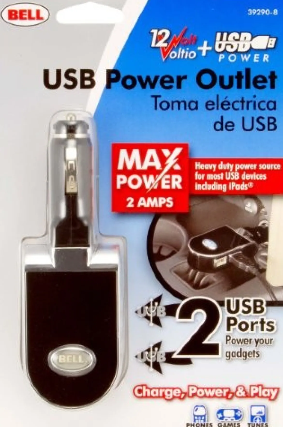 Bell Automotive 12V 2 AMP Dual USB Power Hub (22-1-39290-8)