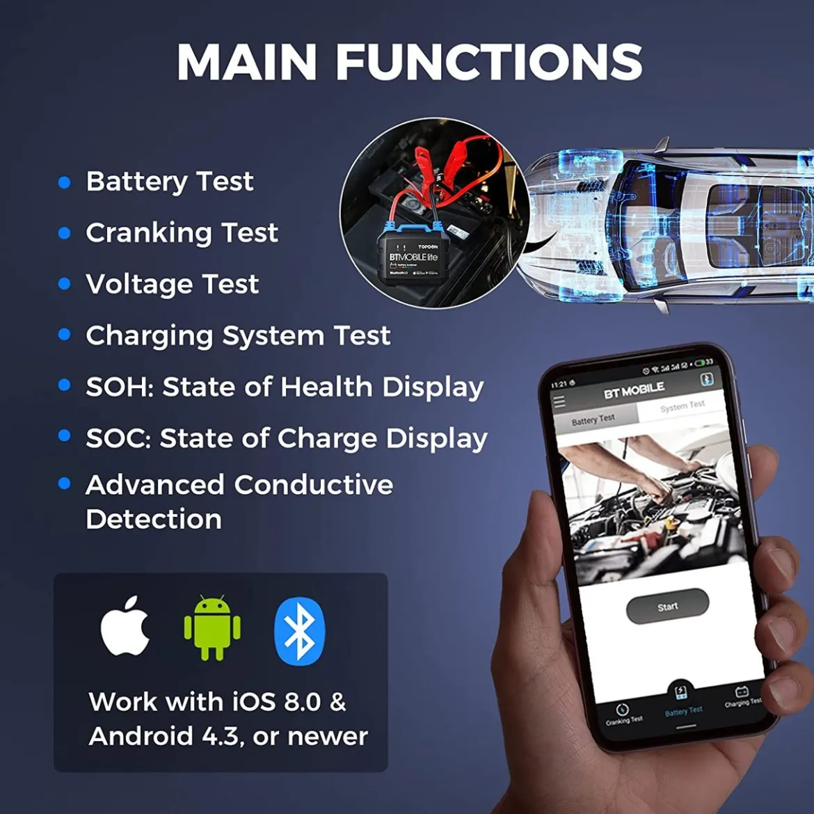 BTMobile Lite 12V Wireless Battery & System Tester with Bluetooth 4.0 (TD52110009)