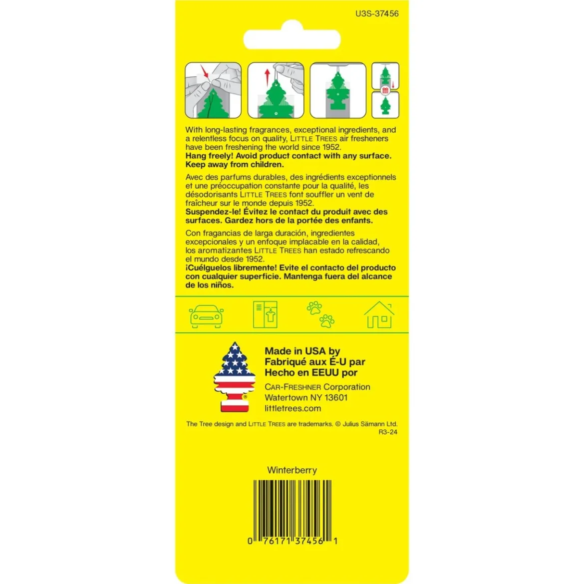Car Freshner Car Air Fresheners - Winterberry, 3 Pack (U3S-37456)