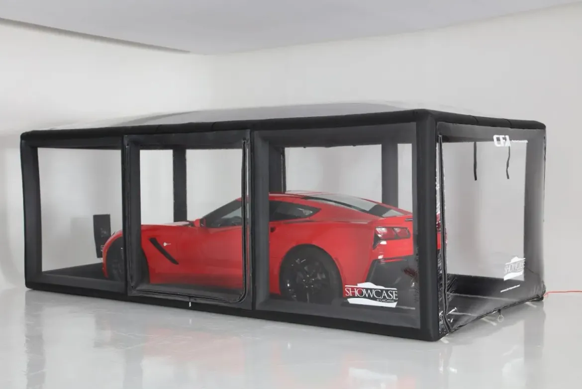 CarCapsule 18' CF1 Series Showcase Carbon Fiber w/Road Emblazoned Floor includes Intellicharger/Led Kit (CCSH18CF1)