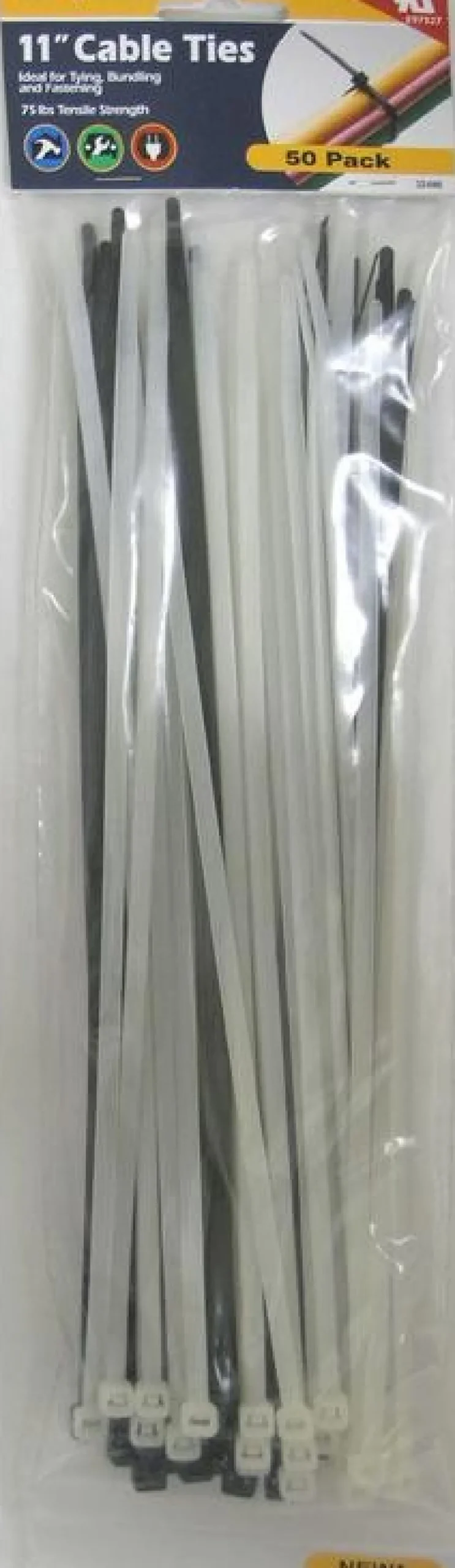 CargoLoc Cable Ties - 11", 50 Pack, Natural, Black (25 Each) (32486)