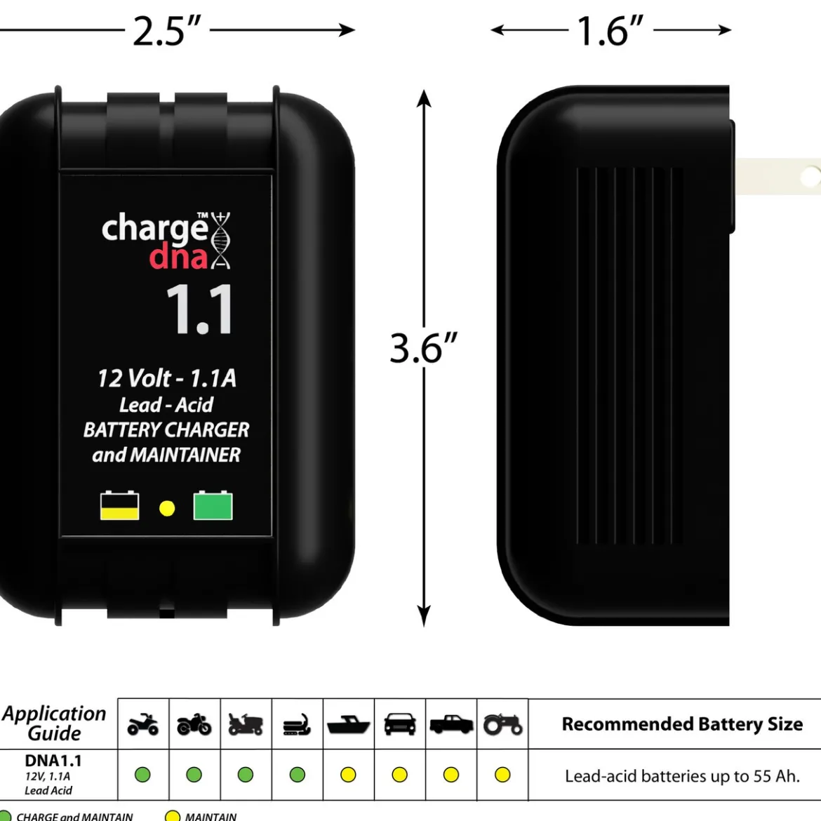 ChargeDNA 1.1 Battery Charger and Maintainer (030-0013-03)