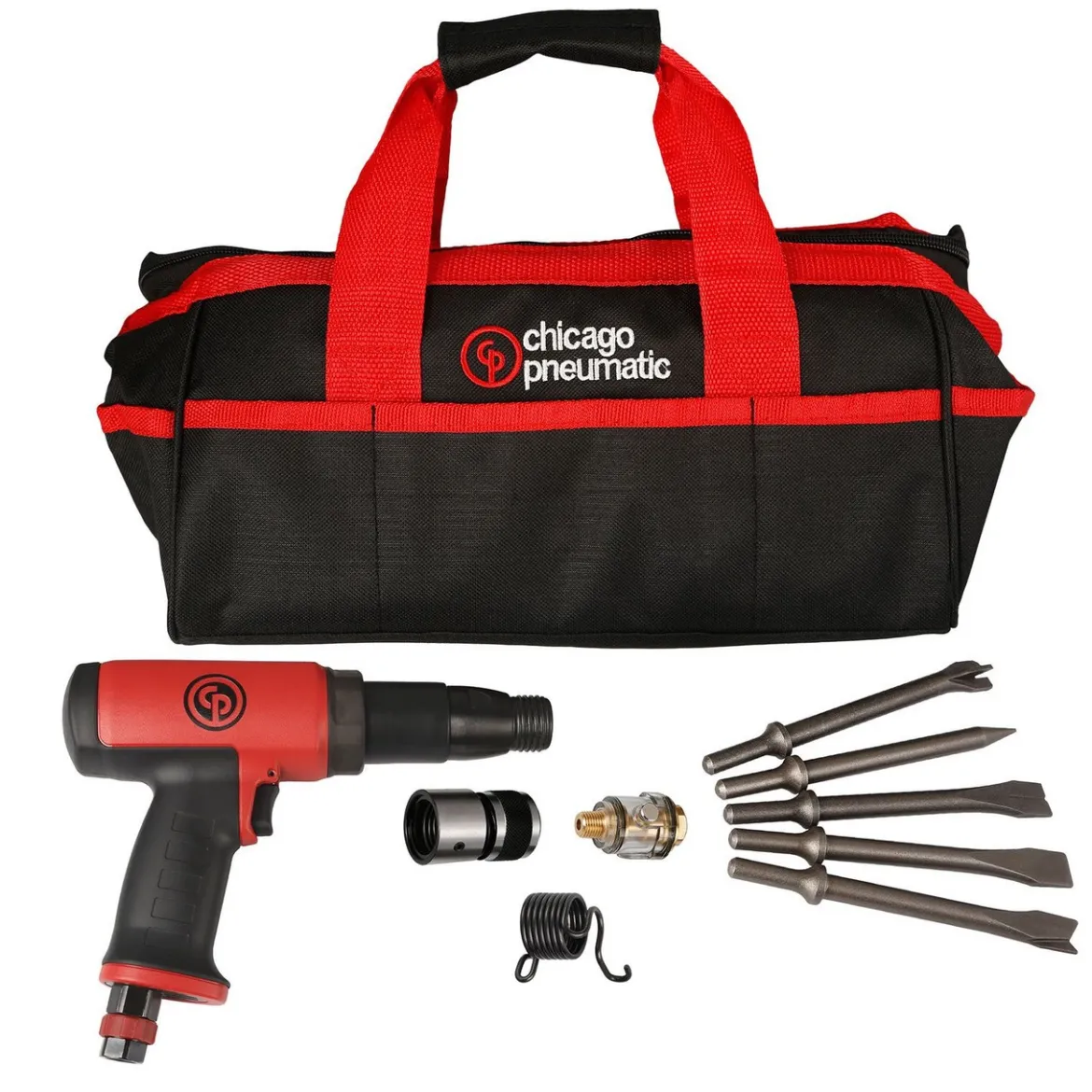 Chicago Pneumatic Low Vibration Long Hammer Kit with 5 Chisels (CP7165K)