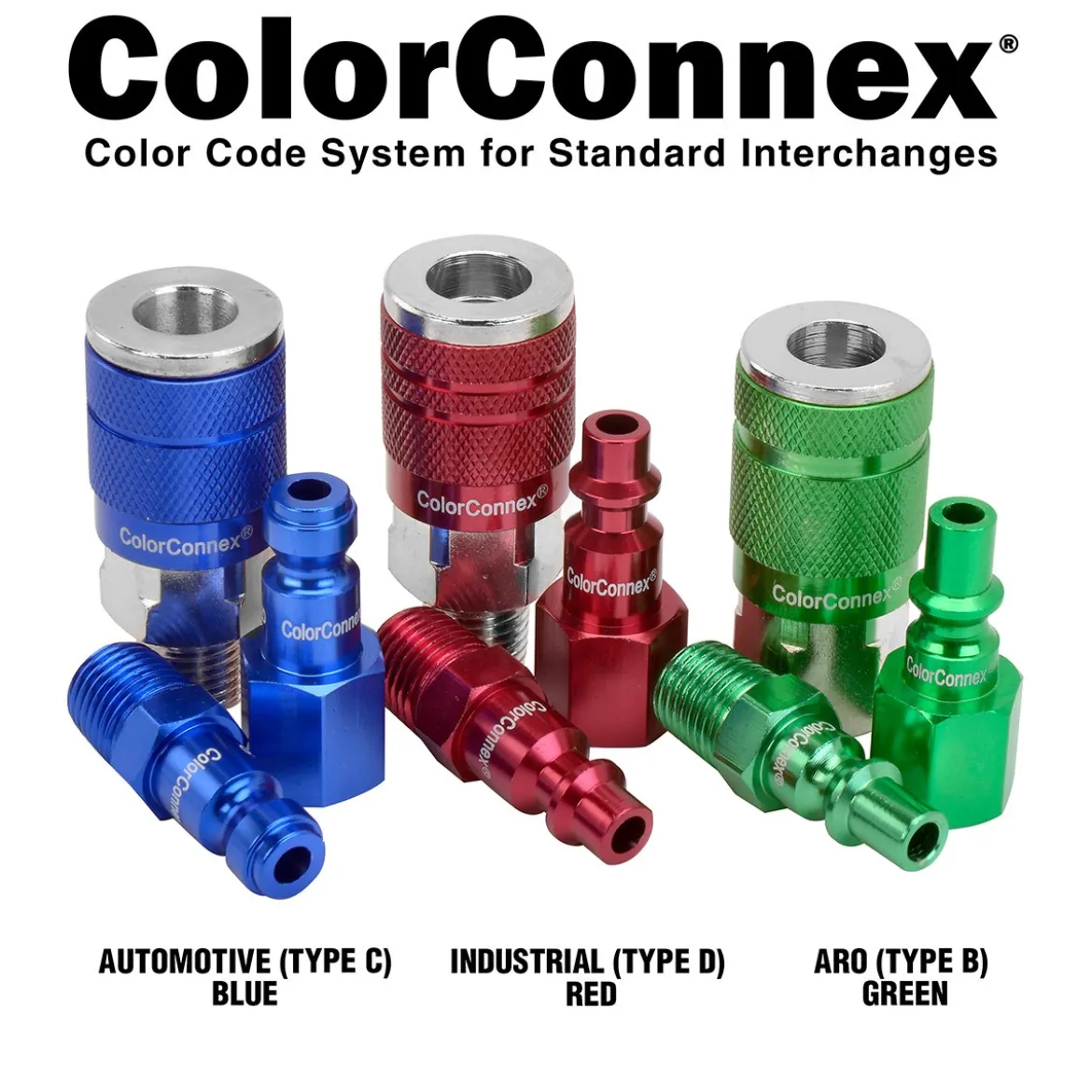 ColorConnex A71410B 1/4" Body x 1/4" FNPT Steel/Aluminum Green Air Coupler