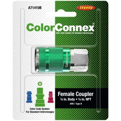 ColorConnex A71410B 1/4" Body x 1/4" FNPT Steel/Aluminum Green Air Coupler