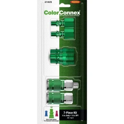 ColorConnex A71457B Coupler & Plug Kit (7 Piece), ARO Type B, 1/4 in. NPT, Green
