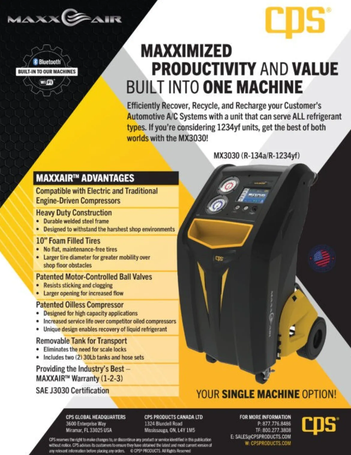 CPS Products MAXXAIR MSX Series R-134a/R-1234yf RRR Management Center (MSX3030)