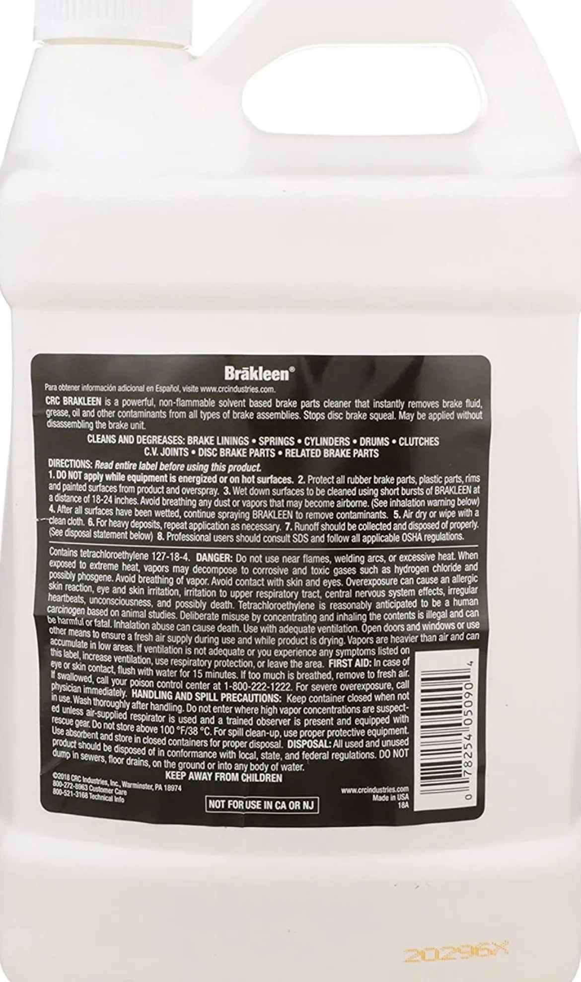 CRC Industries Brake Cleaner Bottle, Gallon (05090)