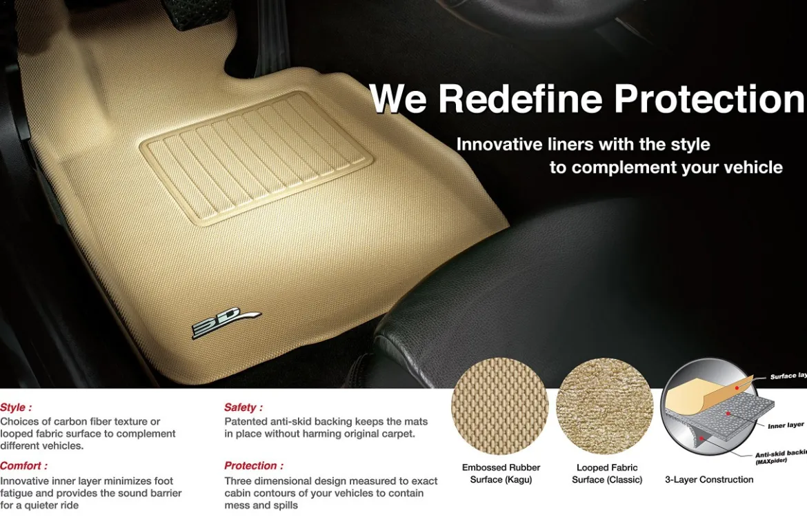3D MAXpider Third Row Custom Fit All-Weather Floor Mat, Tan (L1CY00531502)