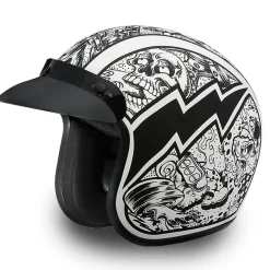 Daytona Helmets 3/4 Shell Open Face Motorcycle Helmet [Graffiti] [L] (DC6-G-L)
