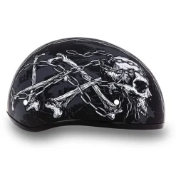 Daytona Helmets Half Skull Cap Motorcycle Helmet [Skull Chains] 2Xs (D6-SC-2XS)