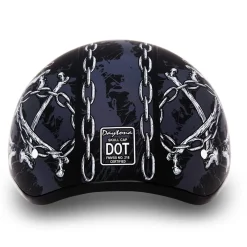 Daytona Helmets Half Skull Cap Motorcycle Helmet [Skull Chains] 2Xs (D6-SC-2XS)