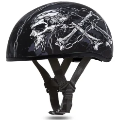 Daytona Helmets Half Skull Cap Motorcycle Helmet [Skull Chains] 2Xs (D6-SC-2XS)