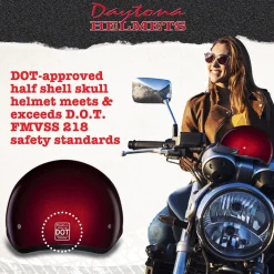 Daytona Helmets Half Skull Cap Motorcycle Helmet [Black Cherry] [S] (D1-BC-S)