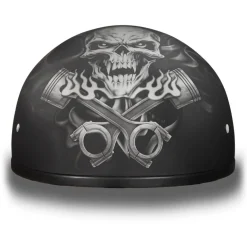 Daytona Helmets Half Skull Cap Motorcycle Helmet [Pistons Skull] [Xl] (D6-PS-XL)