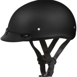 Daytona Helmets Half Skull Cap Motorcycle Helmet [Dull Black] [Xs] (D1-B-XS)