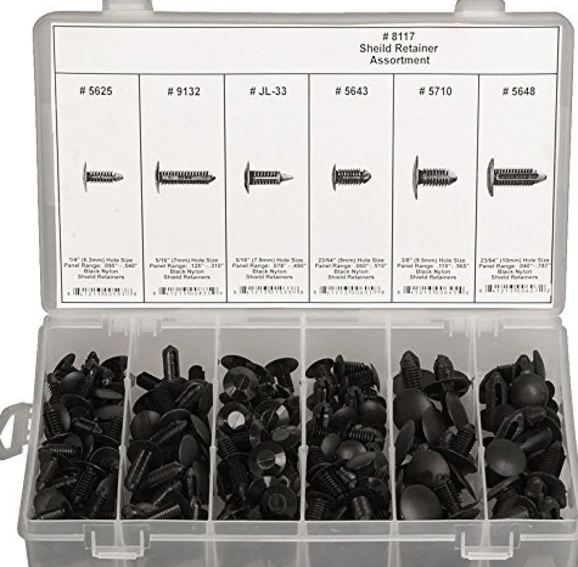 Disco Automotive 8117 Black Nylon Shield Retainer Assortment