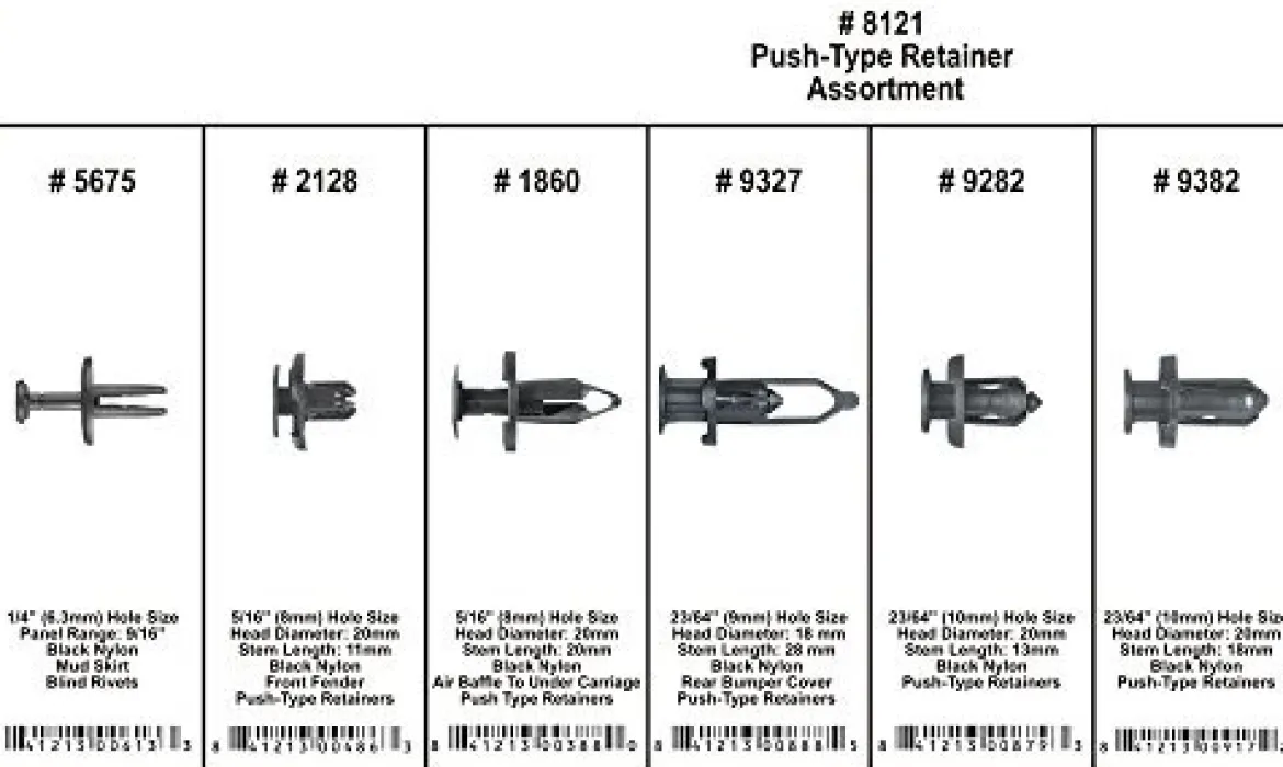 Disco Automotive 8121 Black Nylon Push-Type Retainer Assortment