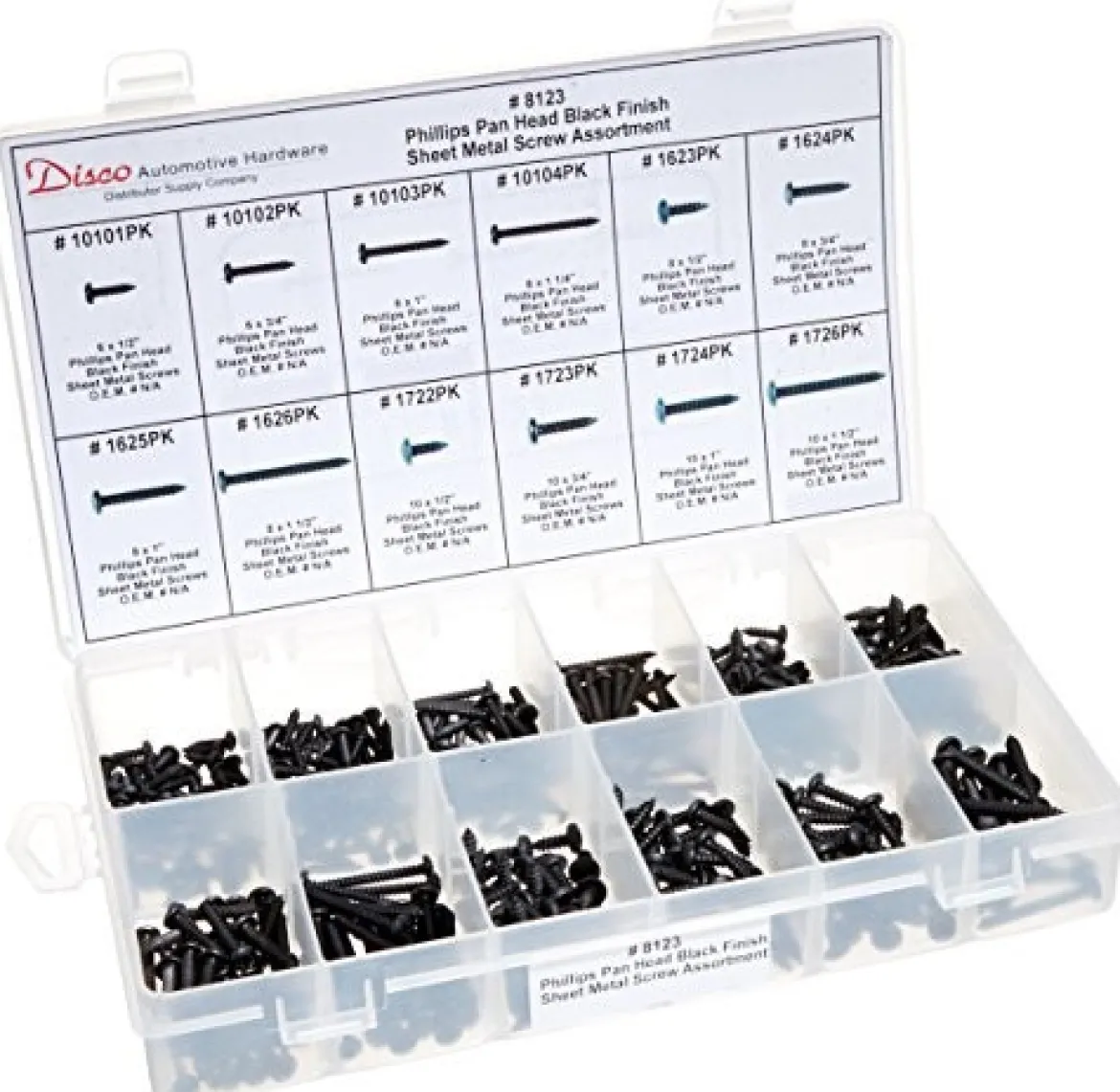 Disco Automotive 8123 Black Phillips Pan Head Screw Assortment