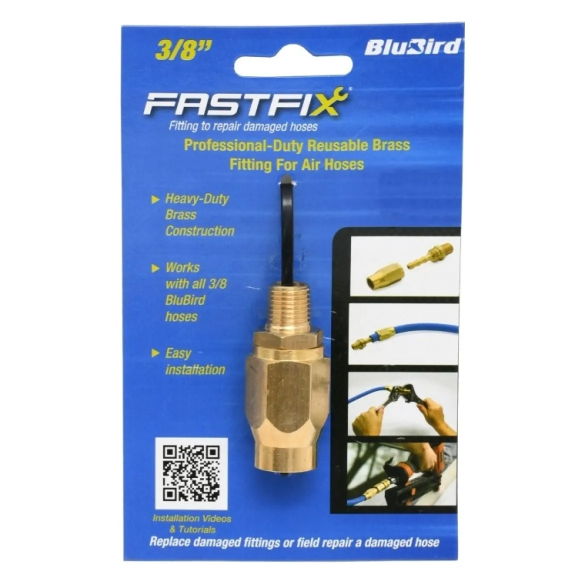 Fast Fix 3/8" Air Hose Assembly Repair Fitting w/ 1/4" MNPT Fixed (FFFX38)