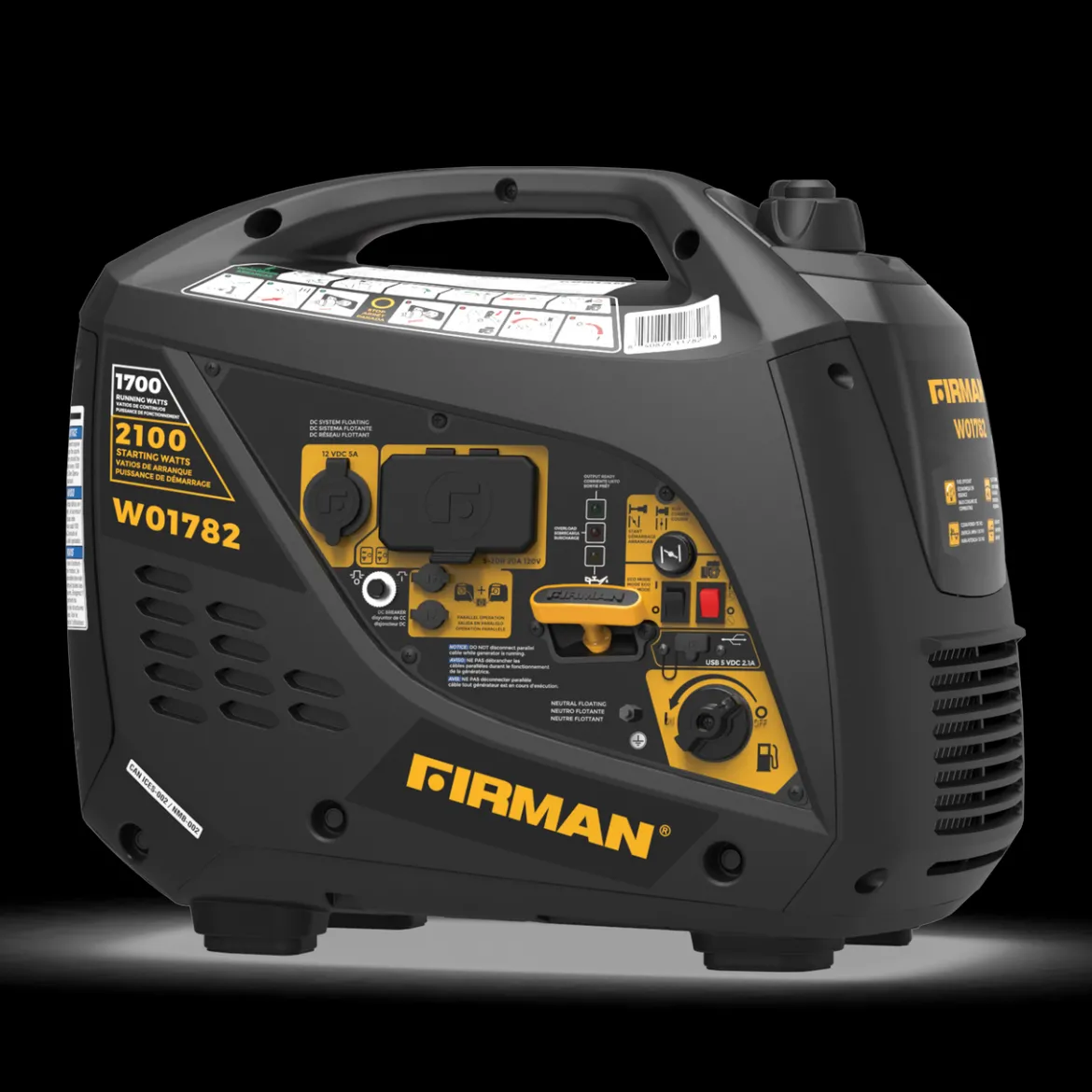 Firman Gas Inverter Portable Generator 2100/1700W Recoil Start Bonus Cover 50 ST CAN (W01782)