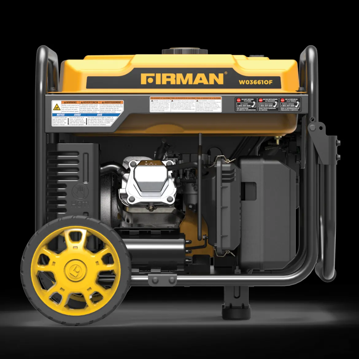 Firman Gas Inverter Portable Generator 4200/3650 Watt Recoil Start Open Frame CO Alert 50 ST CAN (W03661OF)