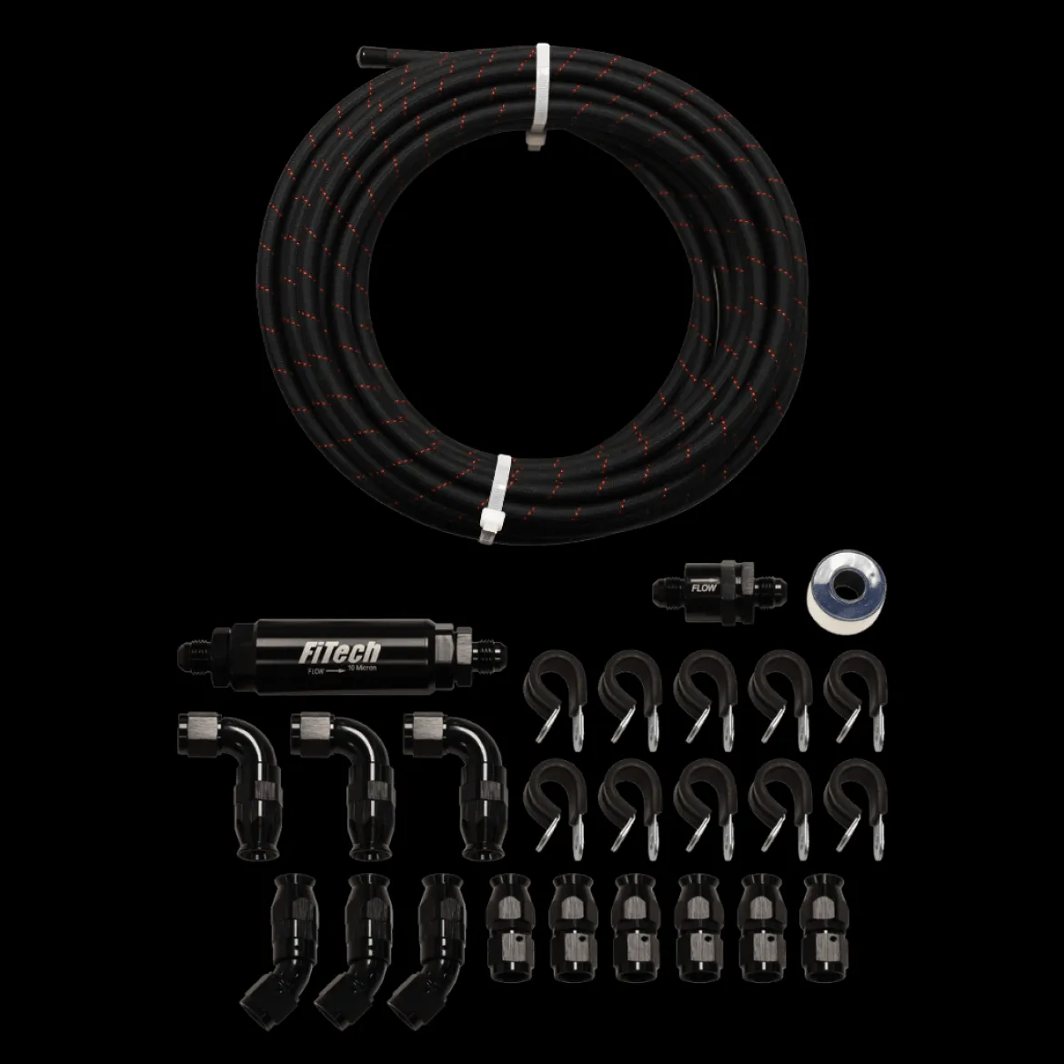 FiTech 20ft Black Covering Stainless Steel Hose Kit (51006)