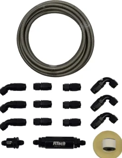 FiTech 20ft Natural Stainless Steel Hose Kit (51001)