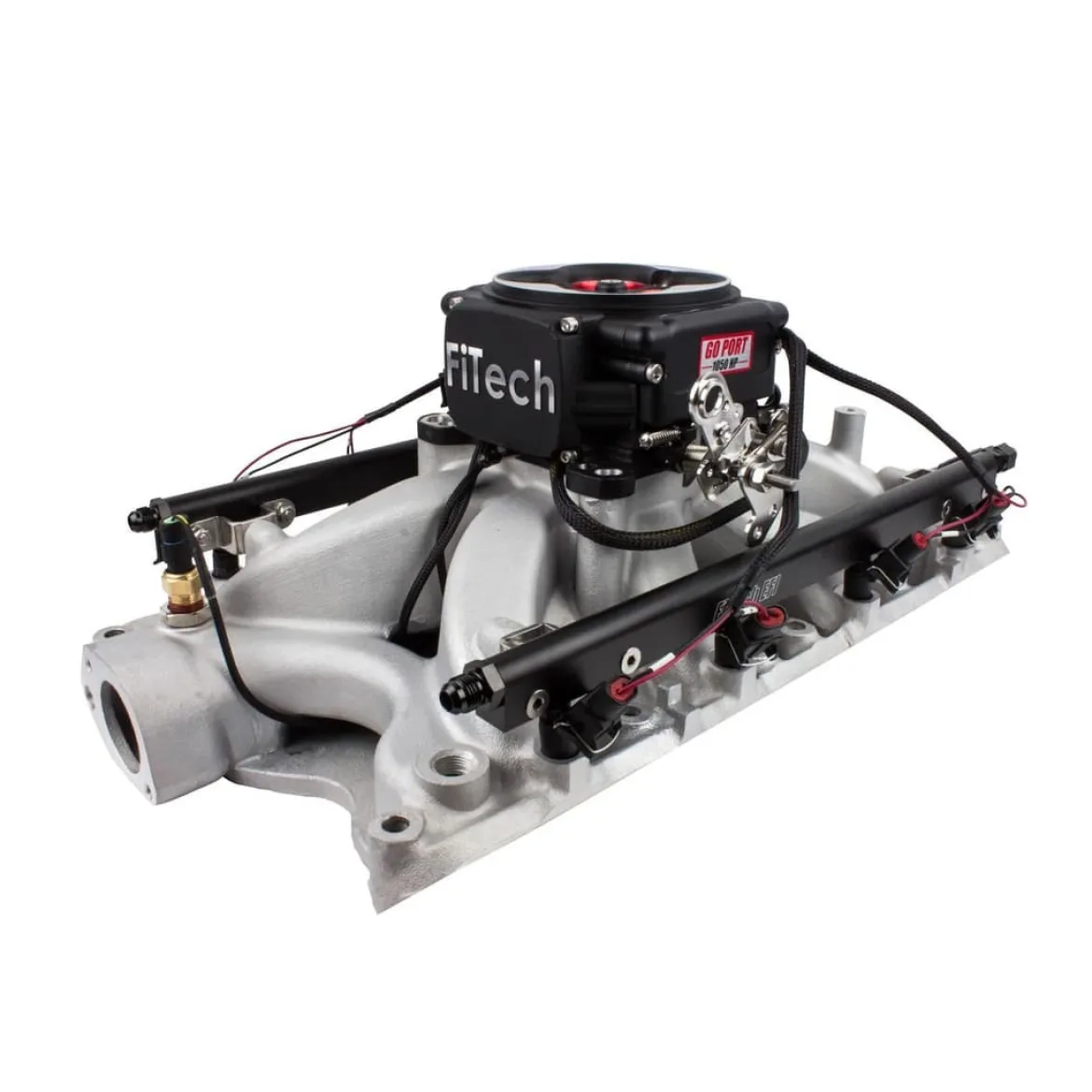 FiTech SBF Black Aluminum Go Port Fuel Rail Set (32454-1C)