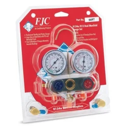 FJC R134a/R12/R22 Dual Gauge Set Aluminum Manifold (6697)
