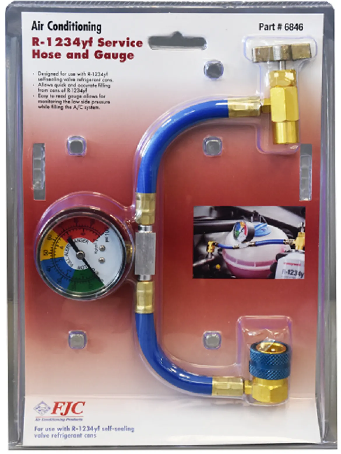 FJC R-1234yf Service Hose and Gauge for A/C System Maintenance (6846)