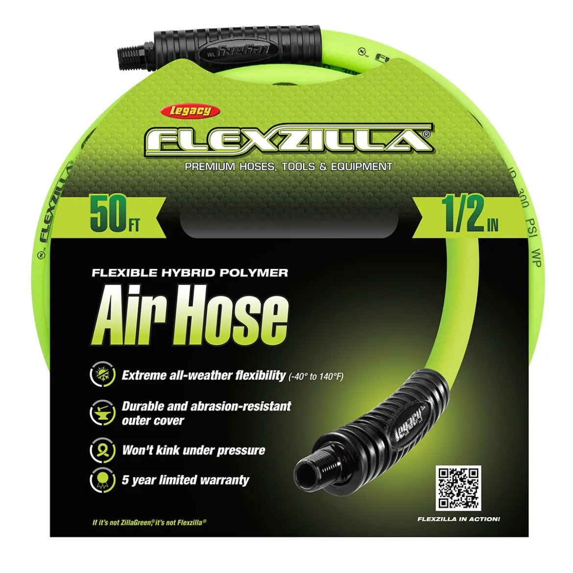Flexzilla 1/2" x 50' Air Hose with 3/8" Ends (HFZ1250YW3)