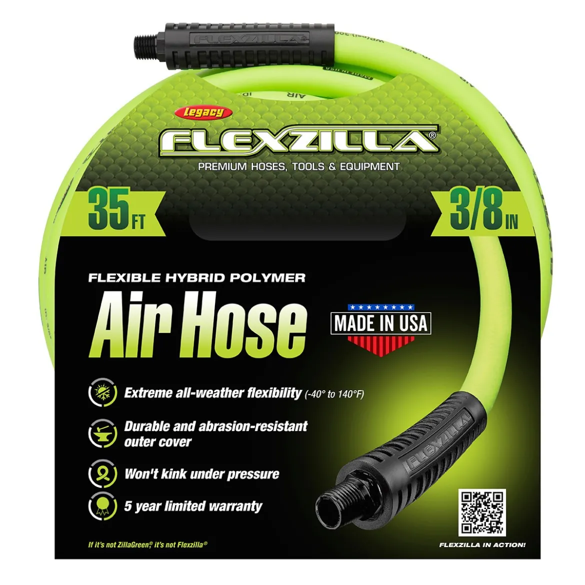 Flexzilla Air Hose 3/8 in. x 35 ft. 1/4 in. MNPT (HFZ3835YW2)