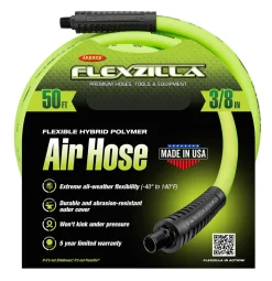 Flexzilla Air Hose, 3/8" x 50 ft, 1/4" MNPT Fittings (HFZ3850YW2)