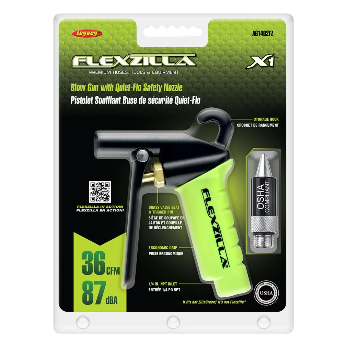 Flexzilla® Blow Gun with Quiet-Flo Safety Nozzle Leg (AG1402FZ)