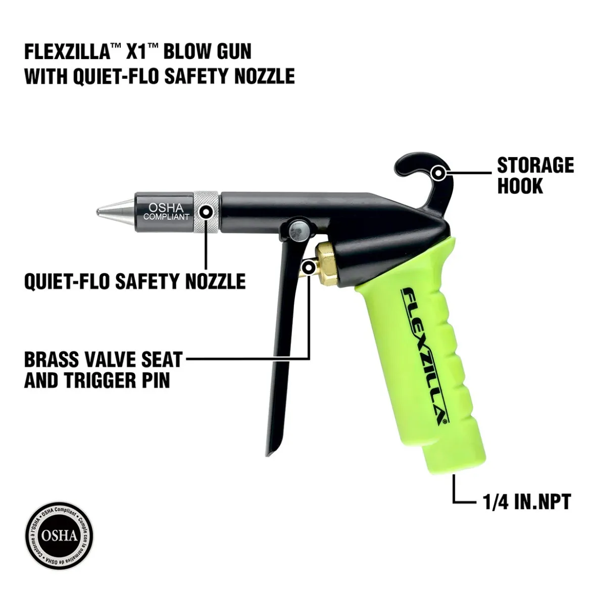 Flexzilla® Blow Gun with Quiet-Flo Safety Nozzle Leg (AG1402FZ)