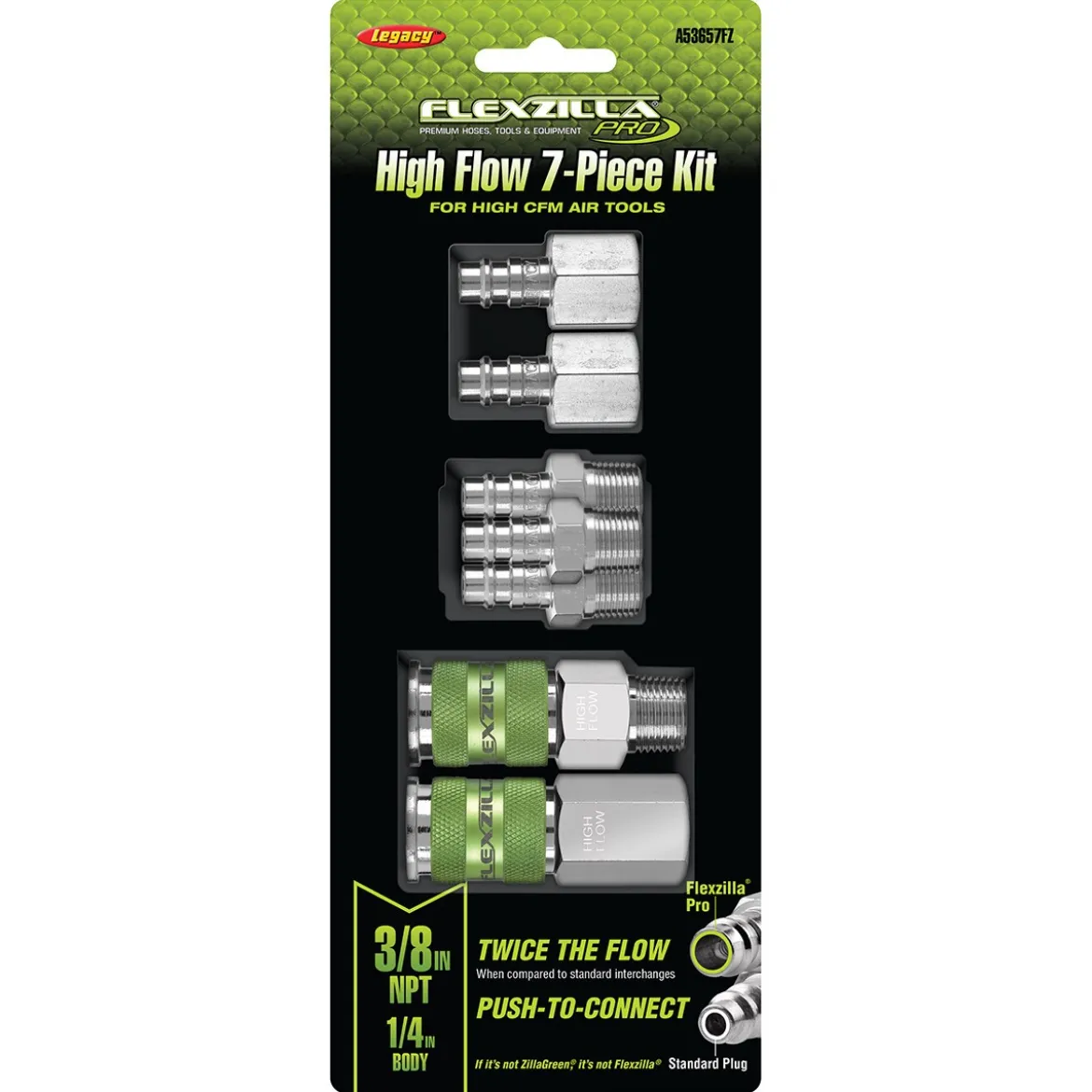 Flexzilla 7-Piece High Flow Coupler and Plug Kit 3/8 In NPT (A53657FZ)