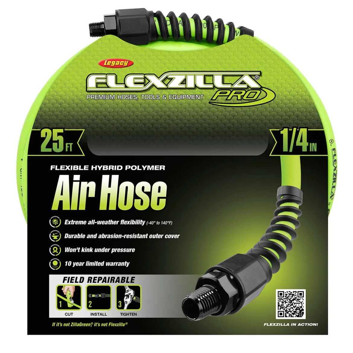 Flexzilla Pro 1/4" x 25' ZillaGreen Air Hose (HFZP1425YW2)