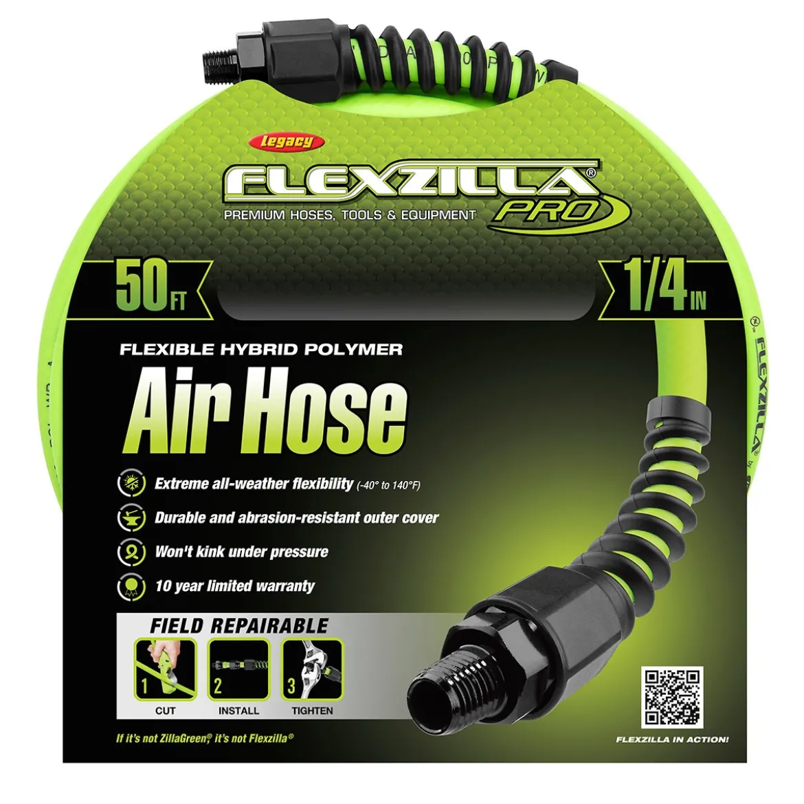 Flexzilla Pro Air Hose 1/4" x 50' Hybrid Polymer (HFZP1450YW2)